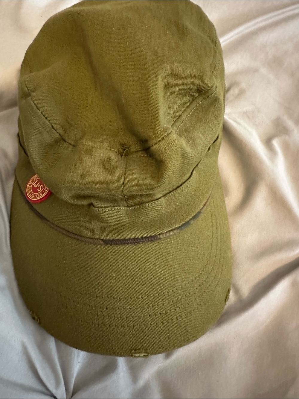 Vintage John Jameson & sons distressed Olive Green Military-Style Cotton Cap
